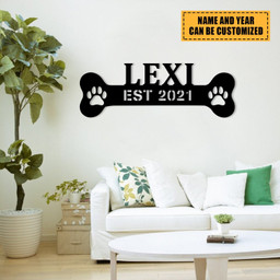 Personalized Dog Paw Bone Metal Sign, Pet Housewarming Home Decor, Metal Laser Cut Metal Signs Custom Gift Ideas 12x12IN