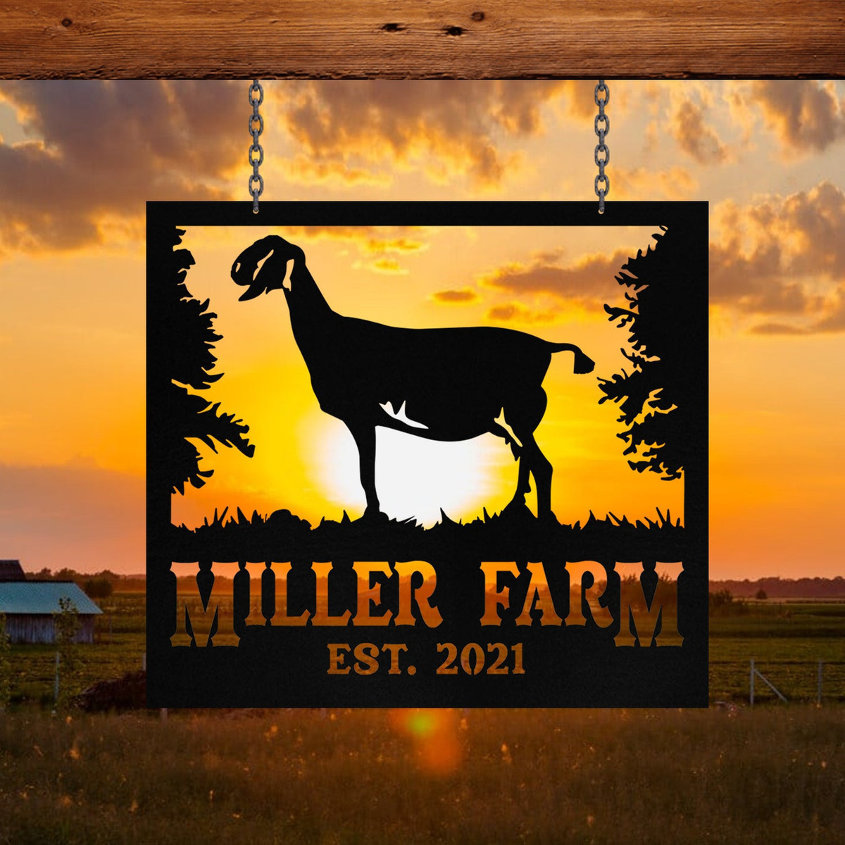 Personalized Metal Farm Sign Anglo Nubian Goat Monogram, Metal Laser Cut Metal Signs Custom Gift Ideas 12x12IN