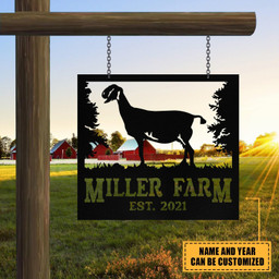 Personalized Metal Farm Sign Anglo Nubian Goat Monogram, Metal Laser Cut Metal Signs Custom Gift Ideas 14x14IN