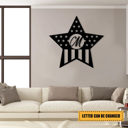 Personalized American Flag Star Veteran Metal Sign, Metal Laser Cut Metal Signs Custom Gift Ideas 12x12IN
