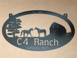 Personalized Metal Horse Sign With Barn And Horses And Your Name, Metal Wall Art, Metal House Sign, Metal Laser Cut Metal Signs Custom Gift Ideas 14x14IN