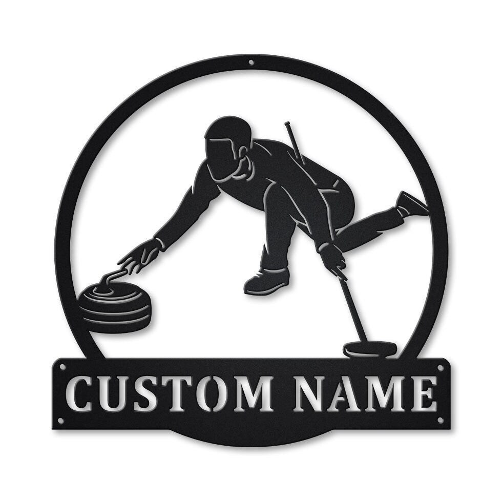 Personalized Curling Sport Monogram Metal Sign Art, Custom Curling Sport Metal Sign, Hobbie Gifts, Sport Gift, Birthday Gift, Laser Cut Metal Signs Custom Gift Ideas 12x12IN