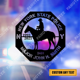 Custom Sheriff Riding Horse Metal Sign Monogram, Newyork Police Decor, Metal Laser Cut Metal Signs Custom Gift Ideas 12x12IN