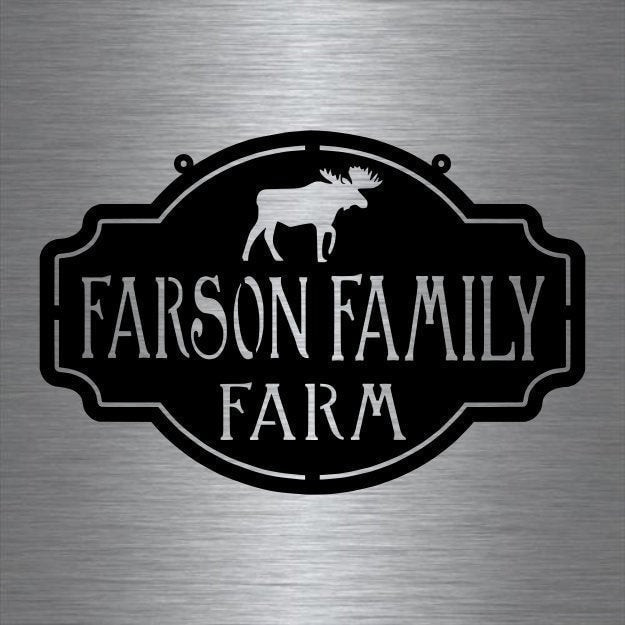 Metal Farm Sign , Moose Personalized Family Name Metal Sign Housewarming Gift Wedding Gift Personalized Gift Metal Wall Art, Laser Cut Metal Signs Custom Gift Ideas 12x12IN