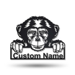 Personalized Chimpanzee Monkey Metal Sign Art, Custom Chimpanzee Monkey Metal Sign, Animal Funny, Pets Gift, Birthday Gift, Laser Cut Metal Signs Custom Gift Ideas 12x12IN