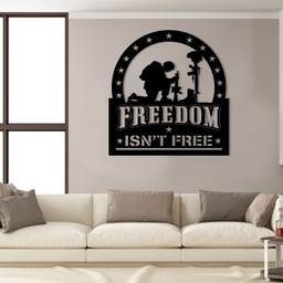 Freedom Isn't Free Kneeling Soldier Veteran Metal Sign, Metal Laser Cut Metal Signs Custom Gift Ideas 12x12IN