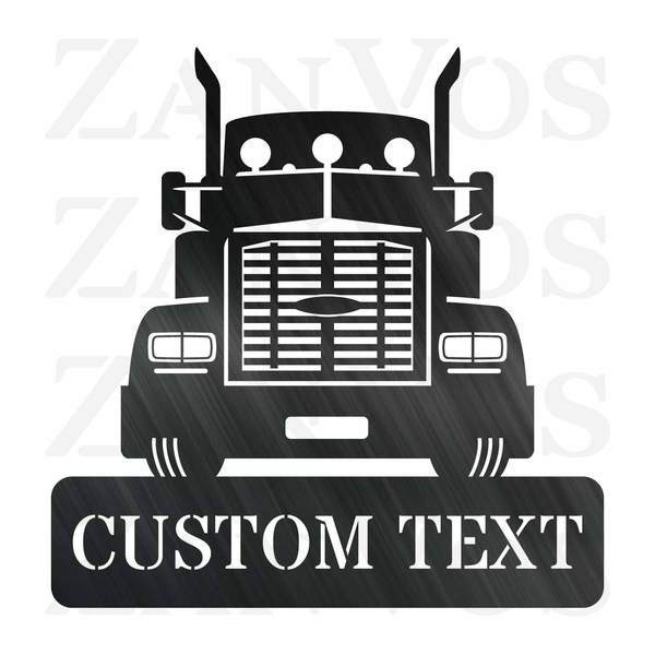 Semi Truck Monogram V3 Customized Metal Signs, Custom Metal Sign, Custom Signs, Metal Sign, Metal Laser Cut Metal Signs Custom Gift Ideas 12x12IN