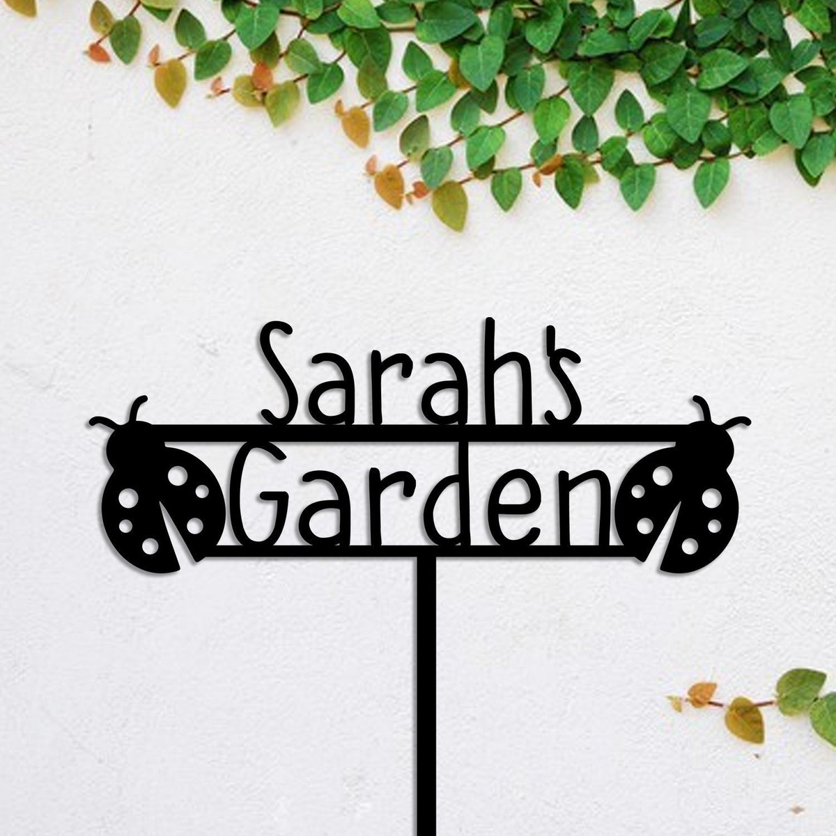 Ladybug Metal Garden Sign, Custom Garden Stake, Home Decor, Wedding Art Gift For Her, Gardening Lovers, Metal Laser Cut Metal Signs Custom Gift Ideas 12x12IN