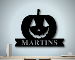Custom Front Porch Sign Fall, Personalized Halloween Pumpkin, Halloween Decor Outdoor, Metal Family Name Sign, Last Name Sign,metal Wall Art, Laser Cut Metal Signs Custom Gift Ideas 12x12IN