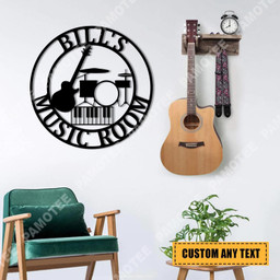 Personalized Music Room Metal Art, Guitar, Drum, Keyboard Musician Wall Hanging, Metal Laser Cut Metal Signs Custom Gift Ideas 12x12IN