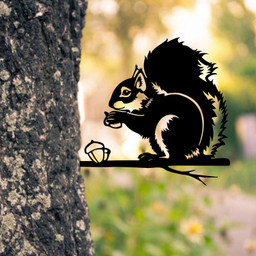 Funny Squirrel Tree Stake, Metal Sign, Mother's Day Gift, Metal Laser Cut Metal Signs Custom Gift Ideas 12x12IN