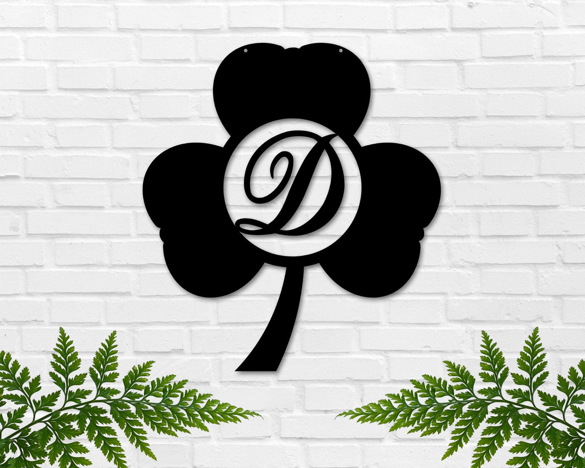 RosabellaPrint St. Patrick's Day Shamrock Monogram Door Wall Hanging Personalized, Metal Sign, Lucky Name Sign, Clover Sign, St Pattys Day D\u00e9cor Laser Cut Metal Signs Custom Gift Ideas 12x12IN
