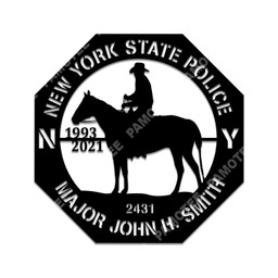 Custom Sheriff Riding Horse Metal Sign Monogram, Newyork Police Decor, Metal Laser Cut Metal Signs Custom Gift Ideas 14x14IN