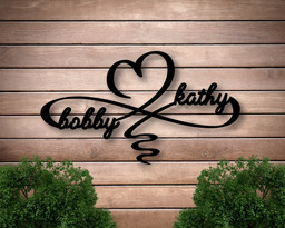 Personalized Metal Infinity Heart Sign, Custom Wedding Gift, Couple Names Heart Shape Wall Hanging, Door Hanger Home Decor, Laser Cut Metal Signs Custom Gift Ideas 14x14IN