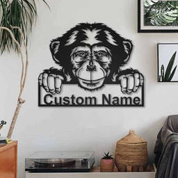 Personalized Chimpanzee Monkey Metal Sign Art, Custom Chimpanzee Monkey Metal Sign, Animal Funny, Pets Gift, Birthday Gift, Laser Cut Metal Signs Custom Gift Ideas 14x14IN