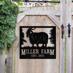 Metal Farm Sign Angora Goat Monogram, Custom Front Gate, Ranch, Stable, Wall Decor Art Gift, Metal Laser Cut Metal Signs Custom Gift Ideas 18x18IN