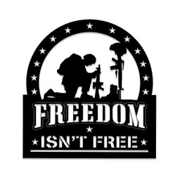 Freedom Isn't Free Kneeling Soldier Veteran Metal Sign, Metal Laser Cut Metal Signs Custom Gift Ideas 18x18IN
