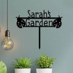 Ladybug Metal Garden Sign, Custom Garden Stake, Home Decor, Wedding Art Gift For Her, Gardening Lovers, Metal Laser Cut Metal Signs Custom Gift Ideas 18x18IN