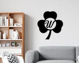 RosabellaPrint St. Patrick's Day Shamrock Monogram Door Wall Hanging Personalized, Metal Sign, Lucky Name Sign, Clover Sign, St Pattys Day D\u00e9cor Laser Cut Metal Signs Custom Gift Ideas 14x14IN