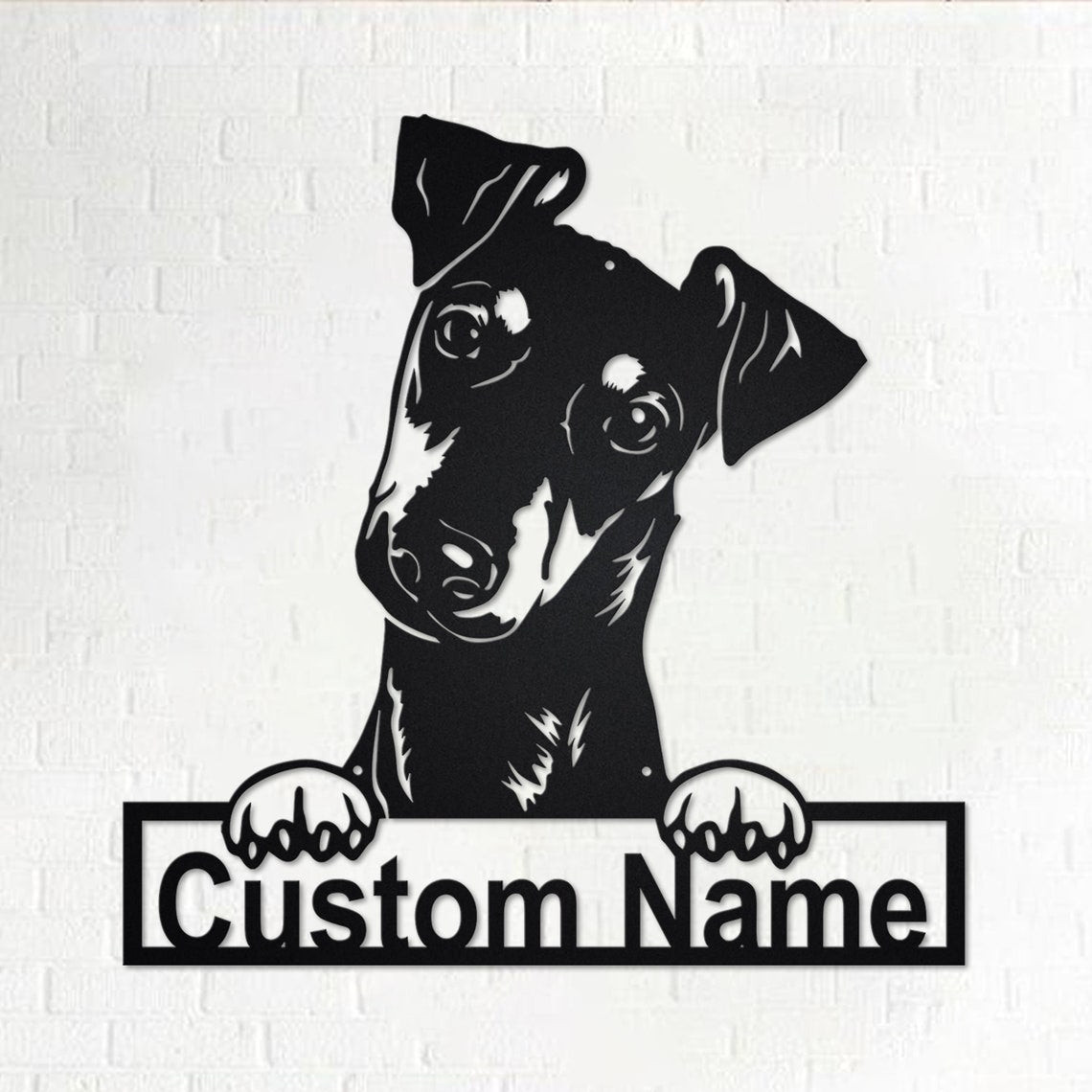 Personalized Custom Manchester Terrier Metal Sign for Dog Lover Custom Name  | Aeticon Print Cut Metal Sign 8x8in