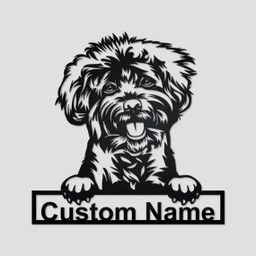 Personalized Custom Labradoodle Metal Sign for Dog Lover Custom Name  | Aeticon Print Cut Metal Sign 8x8in