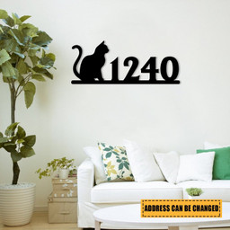 Personalized Address Cat Metal Sign, Custom Pet Housewarming Metal Art, Metal Laser Cut Metal Signs Custom Gift Ideas 12x12IN