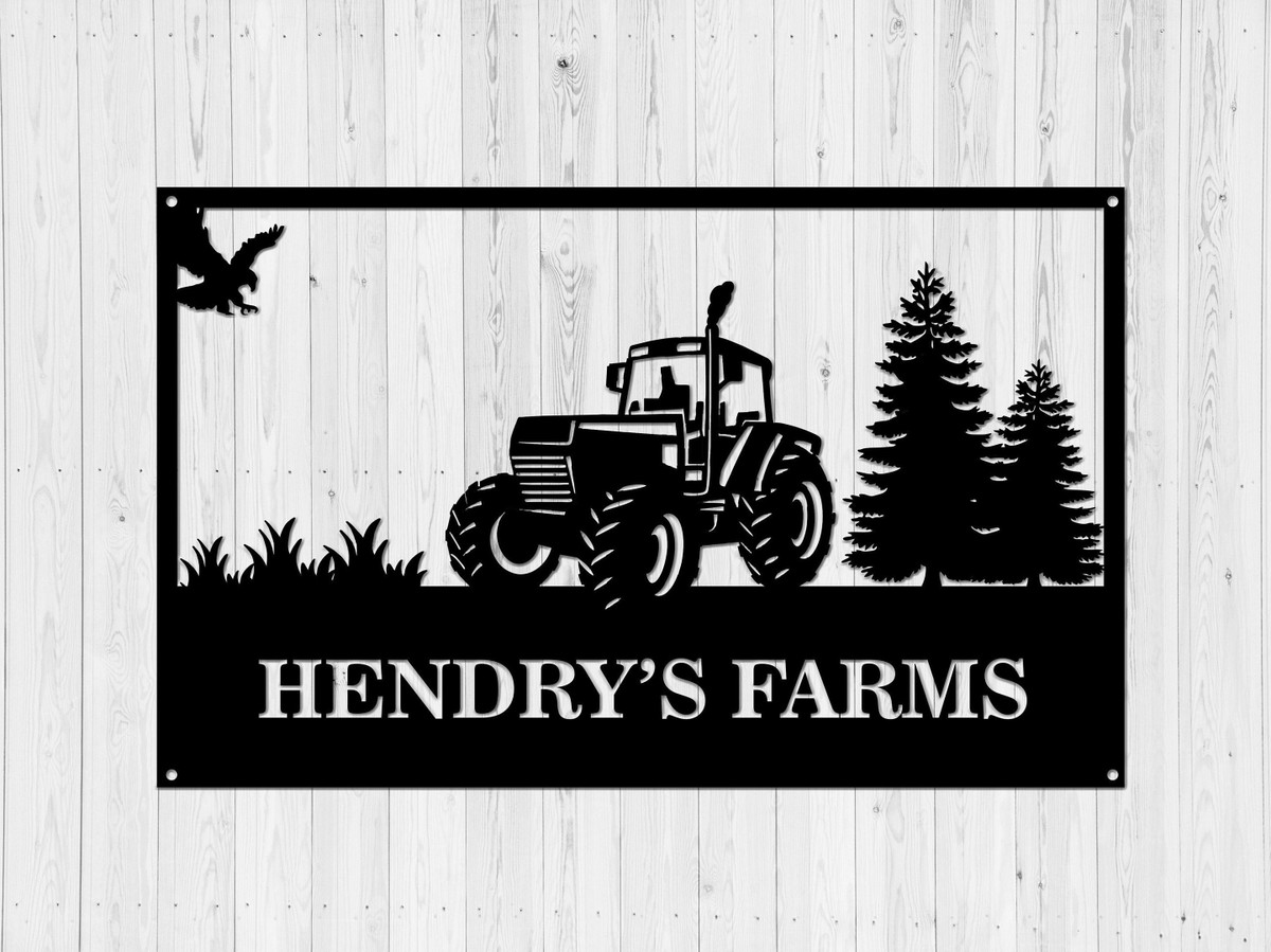 Tractor Metal Sign, Metal Farm Sign, Personalized Name Sign, Custom Metal Sign, Farmhouse Decor, Gifting Ideas, Family Name Custom Sign, Laser Cut Metal Signs Custom Gift Ideas 12x12IN