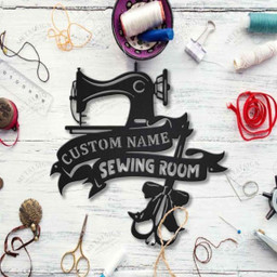 Personalized Sewing Room Metal Wall Decor, Cut Metal Sign, Metal Wall Art, Metal House Sign, Metal Laser Cut Metal Signs Custom Gift Ideas 14x14IN