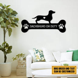 Dog Breed Dachshund On Duty Metal Sign, Custom Pet Housewarming Metal Art, Metal Laser Cut Metal Signs Custom Gift Ideas 18x18IN