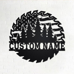 Custom US Lumberjack Saw Blade Truck Personalized Logger Name Sign Decoration For Room Lumberjack Custom Logger | Aeticon Print Cut Metal Sign 8x8in
