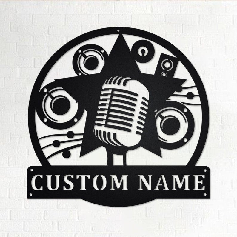 Custom Karaoke Personalized Karaoke Name Sign Decoration For Room Karaoke Custom Karaoke Karaoke Musical | Aeticon Print Cut Metal Sign 8x8in