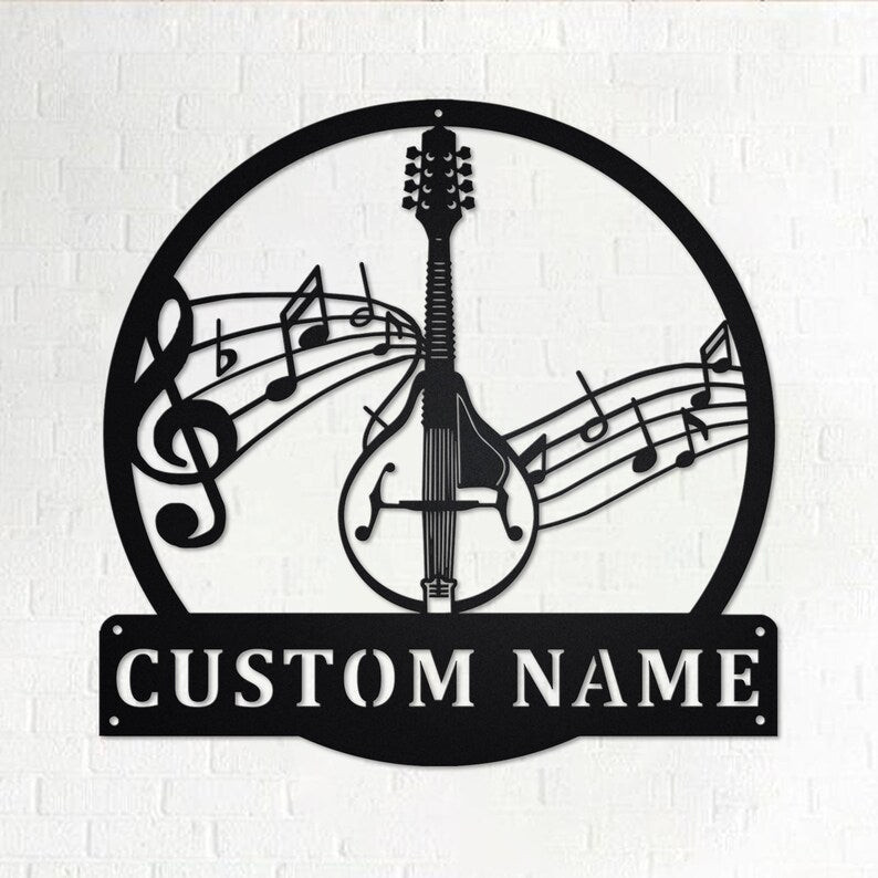 Custom Mandolin Musical Instrument Personalized Mandolin Teacher Name Sign Decoration For Room Mandolin Mandolin | Aeticon Print Cut Metal Sign 8x8in