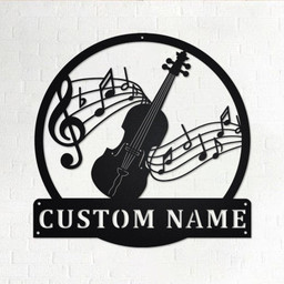 Custom Fiddle Music Personalized Fiddle Teacher Name Sign Decoration For Room Fiddle Custom Fiddle Fiddle | Aeticon Print Cut Metal Sign 8x8in