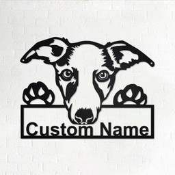 Custom Whippet Dog Personalized Whippet Name Sign Decoration For Room Whippet Custom Dog Custom Whippet Dog | Aeticon Print Cut Metal Sign 8x8in