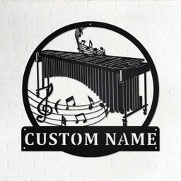Custom Marimba Musical Instrument Personalized Marimba Teacher Name Sign Decoration For Room Marimba Marimba | Aeticon Print Cut Metal Sign 8x8in
