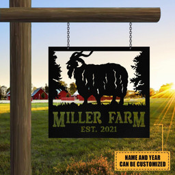 Personalized Metal Farm Sign Angora Goat Monogram Custom Outdoor Farmhouse Front Gate Ranch Stable Wall Decor Art Gift