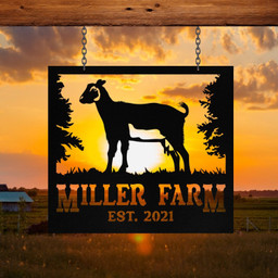 Personalized Metal Farm Sign Nigerian Dwarf Goat Monogram Custom Outdoor Farmhouse Front Gate Ranch Wall Decor Art Gift