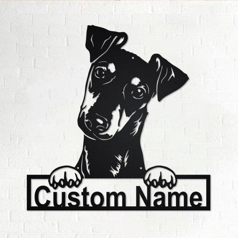 Custom Manchester Terrier Dog Personalized Manchester Terrier Name Sign Decoration For Room Manchester Terrier  | Aeticon Print Cut Metal Sign 8x8in