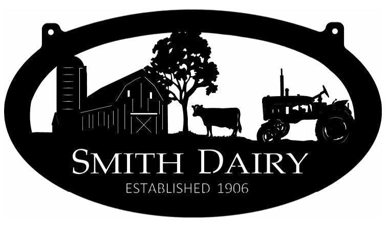 Metal Dairy Farm Sign barncowtractor Sign customized With Your Name Metal House Sign | Aeticon Print Cut Metal Sign 8x8in