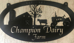 Metal Dairy Farm Sign barncowtractor Sign customized With Your Name Metal Wall Art Metal House Sign