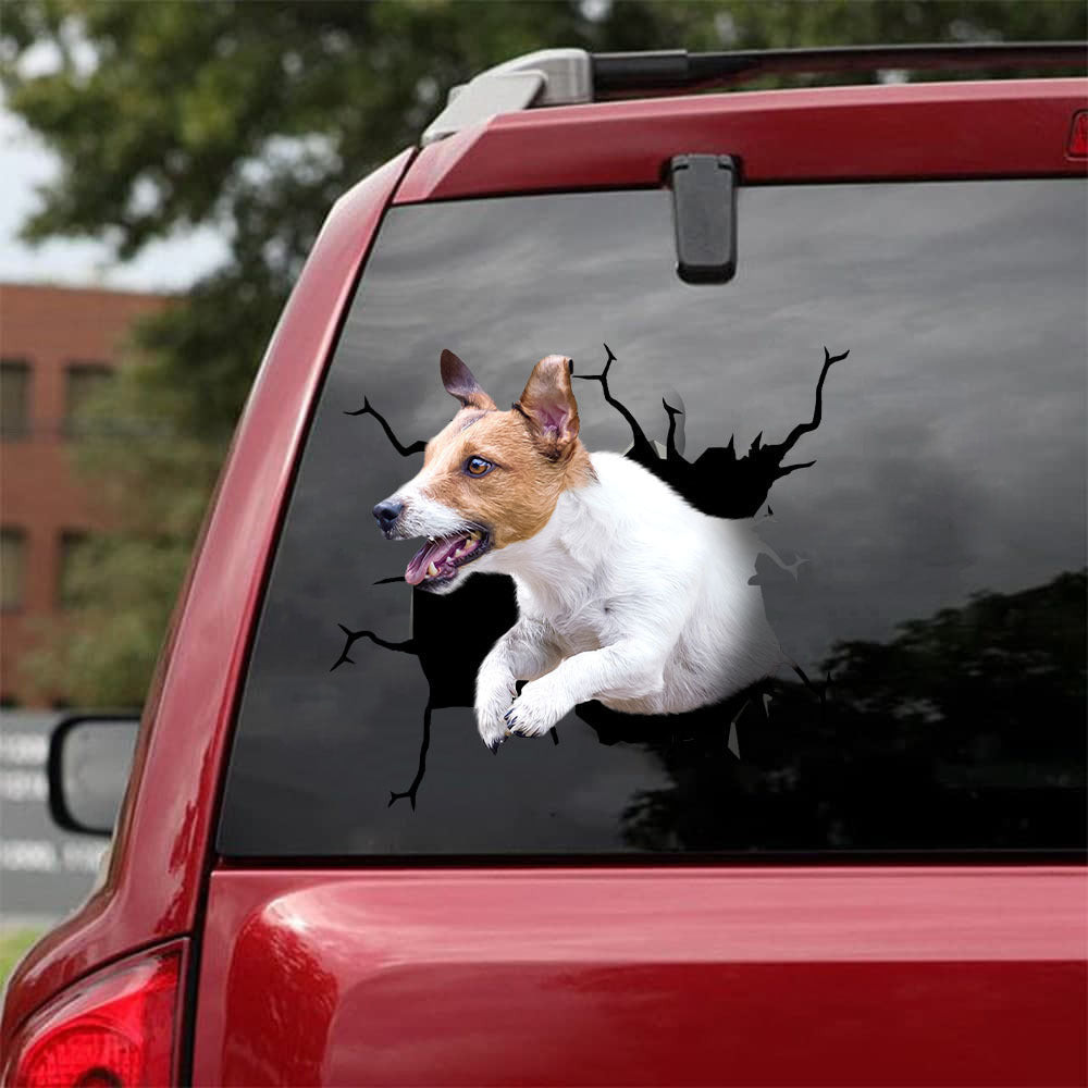 Jack Russell Terrier Crack Sticker Sheets Cool Avery Sticker Paper , Sunroof Sticker For Car 12x12IN 2PCS