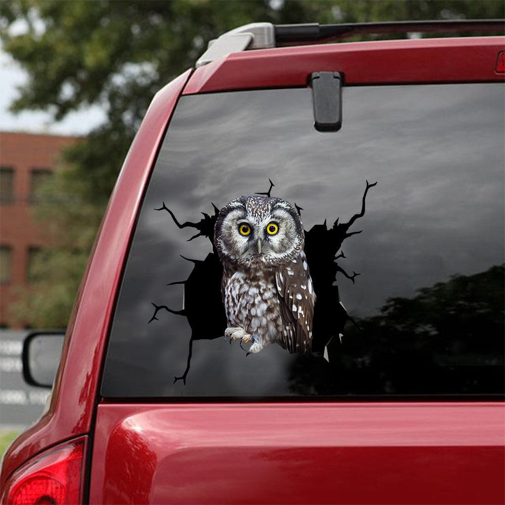 Owl Crack Decal Car Cool Die Cut Stickers Push Gift, Alloy Wheel Stickers For Cars 12x12IN 2PCS