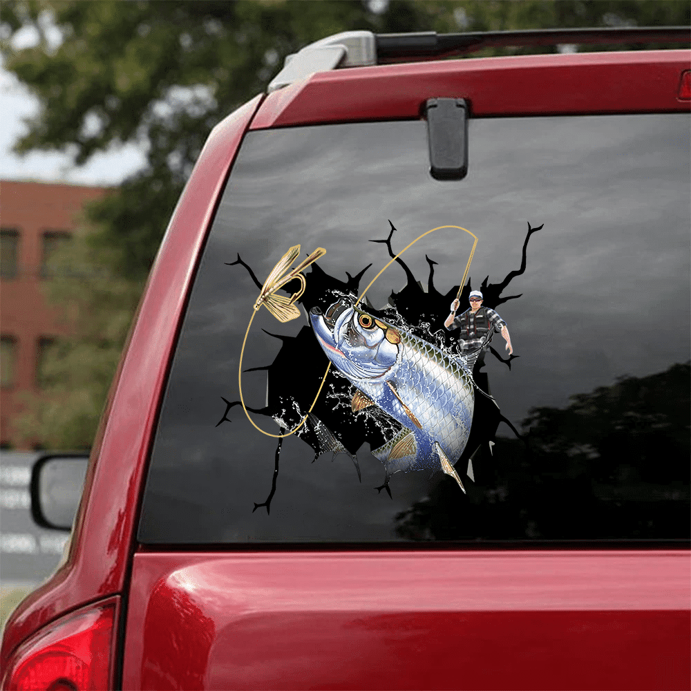 Tarpon Fishing Men Crack Decal For Wall You Cute Custom Car Stickers Memorial Gifts, Novelty Car Stickers 12x12IN 2PCS