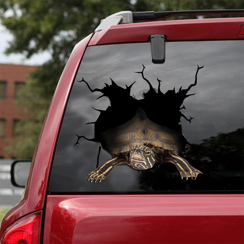 Mississippi Map Turtle Crack Decal For Wall Happy Custom Vinyl Lettering Gifts For Him, Novelty Car Stickers 12x12IN 2PCS