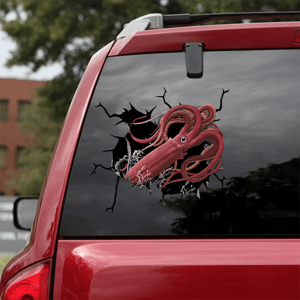 Squid Crack Sticker For Car Happy Waterproof Labels For Bottles , Willys Jeep Stickers 12x12IN 2PCS
