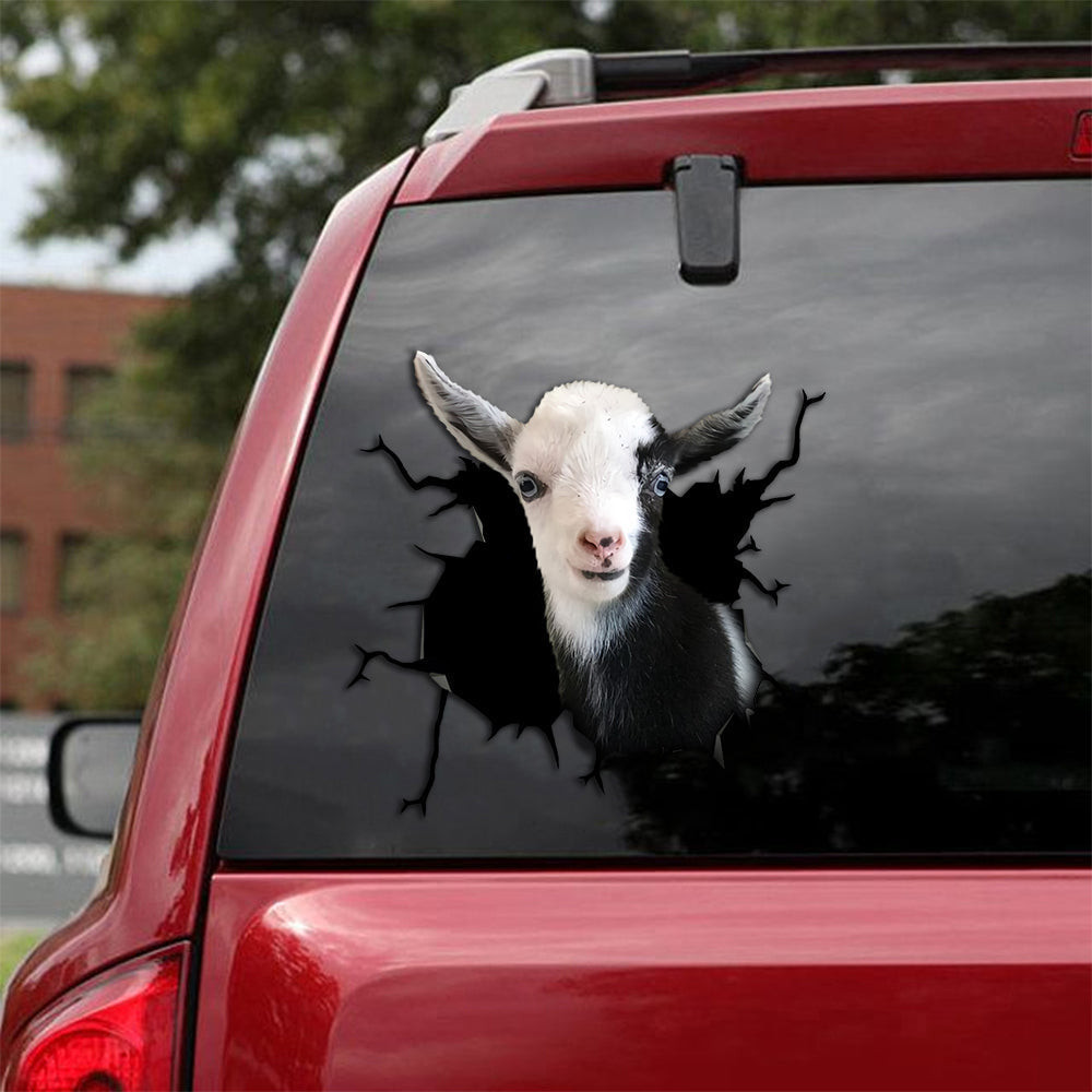 Nigerian Dwarf Dairy Goat Crack Sticker Album Hot Waterproof Stickers Best Christmas Gifts , Holographic Car Decal 12x12IN 2PCS