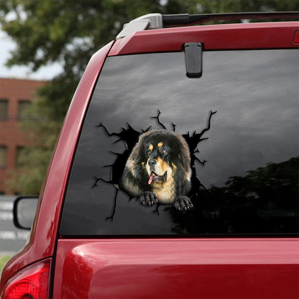 Tibetan Mastiff Crack Sticker Sheets Cuteness Overloaded Vinyl Decals For Cars Memorial Gifts, Nice Jeep Peasant Decal 12x12IN 2PCS