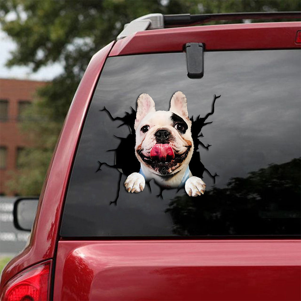 Frenchie Crack Decal For Car Super Cute Thank You Stickers Graduation Gifts For Her, Alloy Wheel Stickers For Cars 12x12IN 2PCS