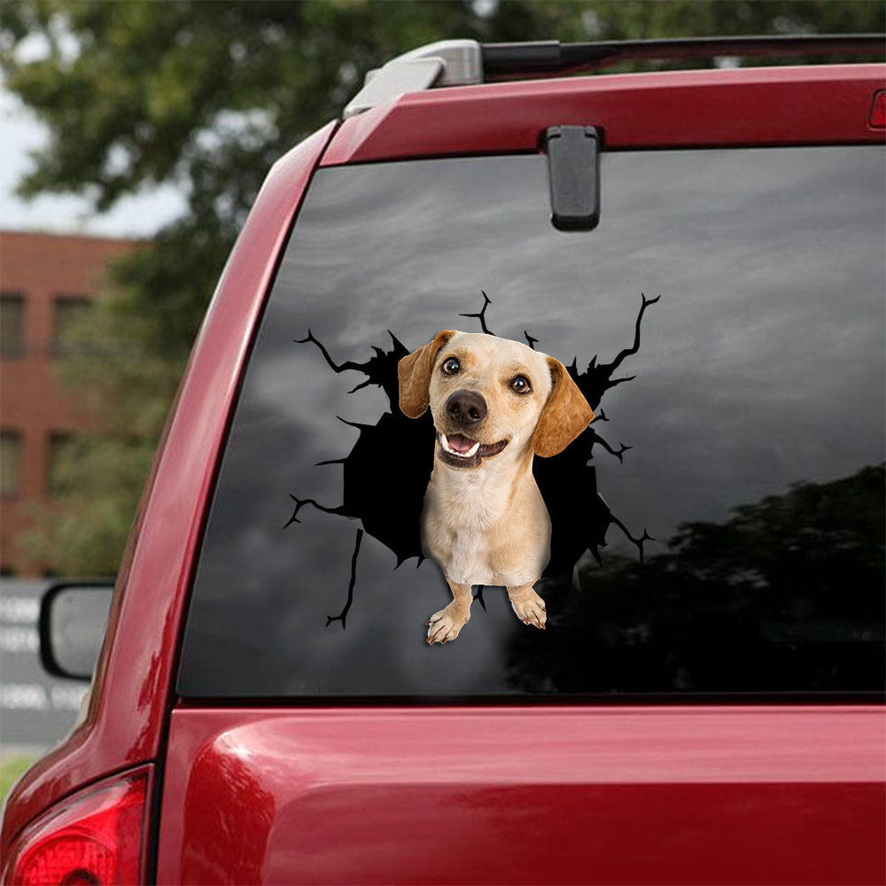 Chiweenie Crack Sticker For Back Window Wiper Funny Faces Bee Stickers Retirement , White Car Decals 12x12IN 2PCS