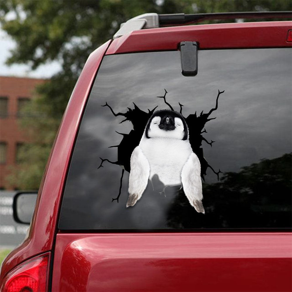 Emperor Penguin Crack Decals For Cars Cute A Waterproof Stickers Mother'S Day , Sti Stickers 12x12IN 2PCS